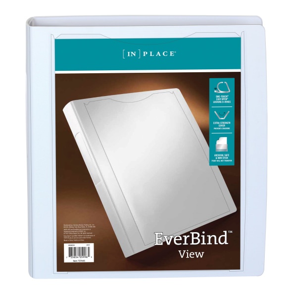 slide 1 of 5, Office Depot Brand Everbind D-Ring View Binder, 1 1/2'' Rings, White, 1 ct