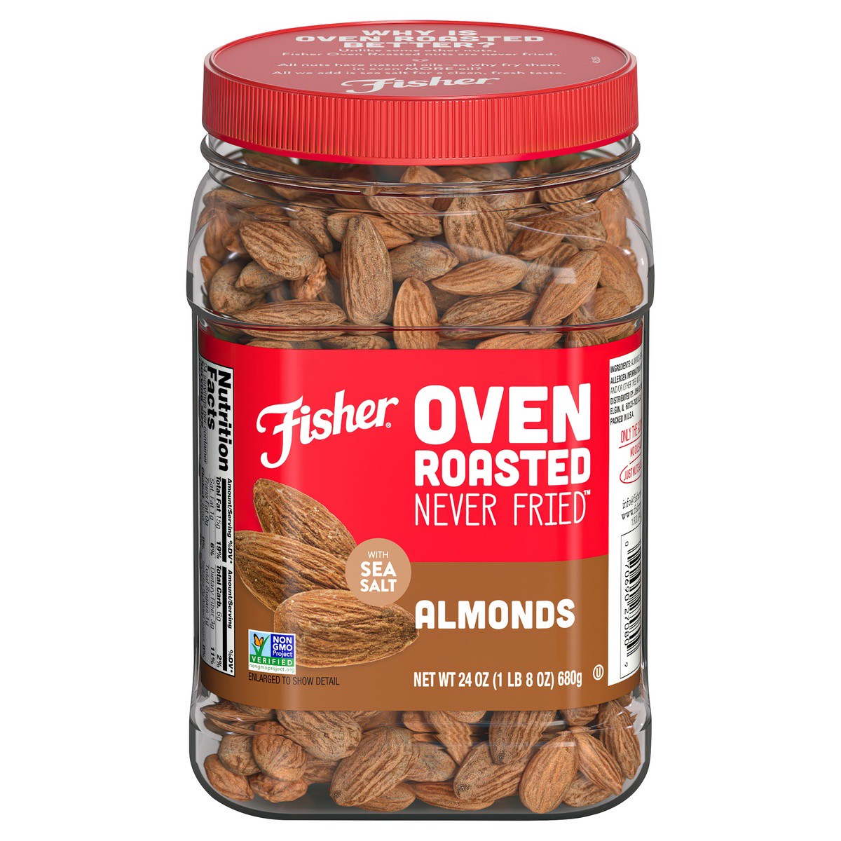 slide 1 of 9, Fisher Oven Roasted Almonds, 24 oz