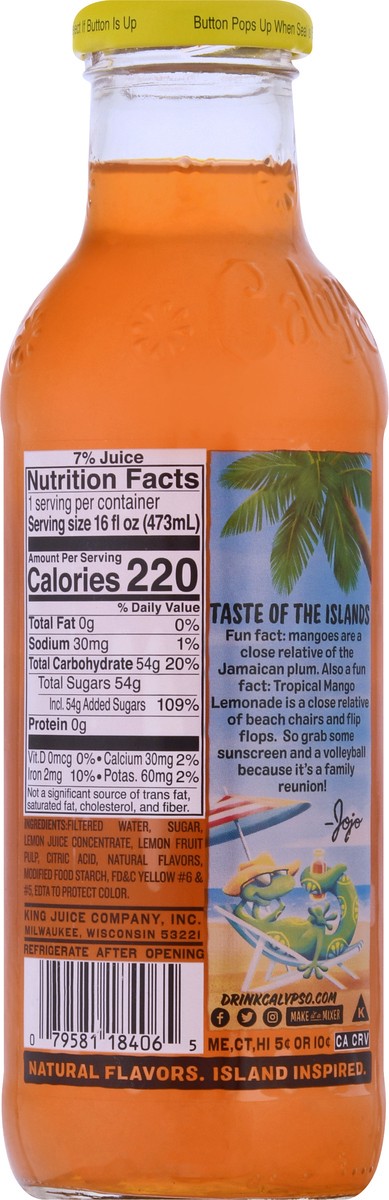 slide 8 of 13, Calypso Lemonade, Tropical Mango- 16 oz, 16 oz