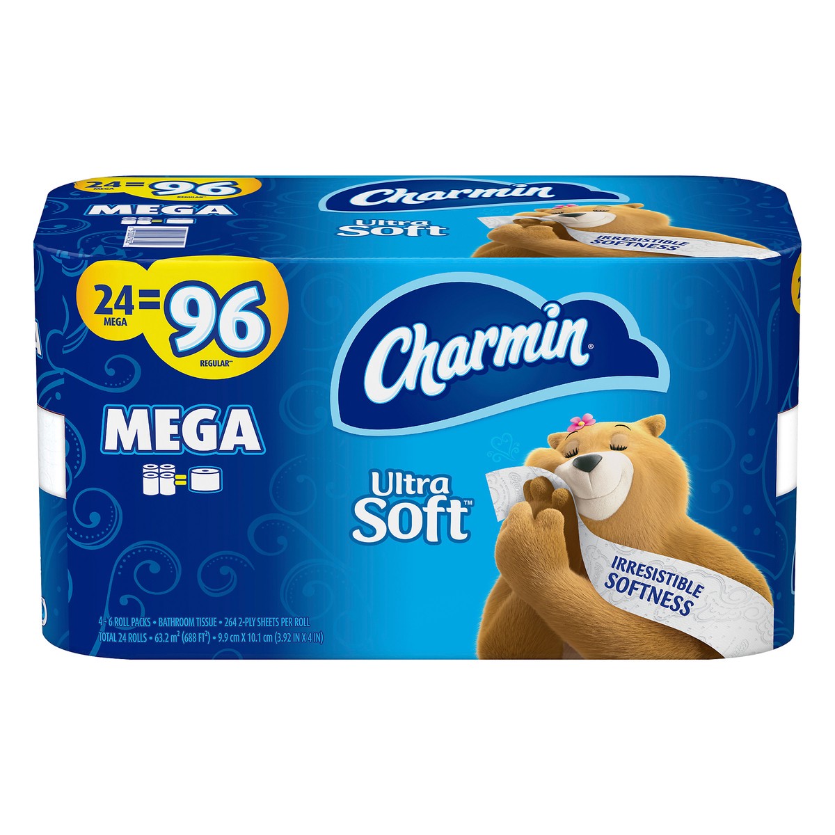 slide 1 of 5, Charmin Ultra Soft 2-Ply Mega Rolls Bathroom Tissue 4 ea, 4 ct