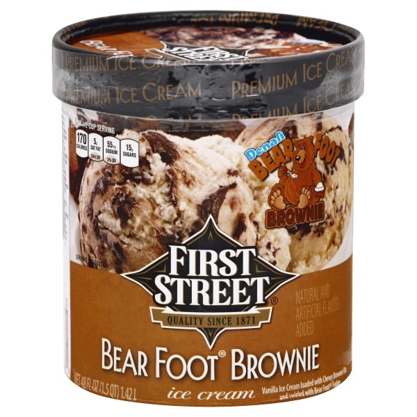 slide 1 of 1, First Street Bearfoot Brownie Ice Cream, 48 oz