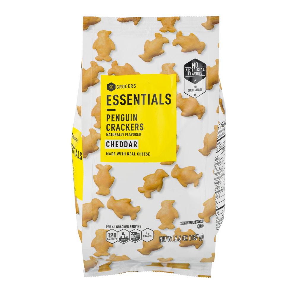 slide 1 of 1, Essentials Penguin Crackers Cheddar, 6.6 oz