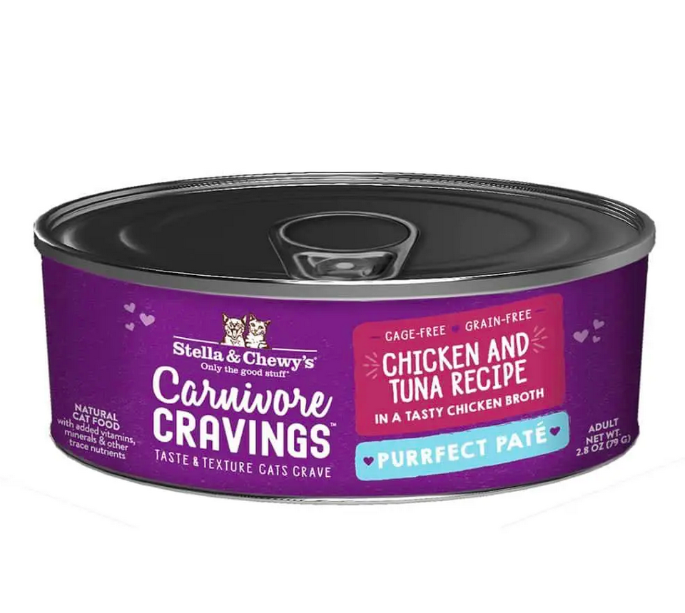slide 1 of 1, Stella & Chewy's Carnivore Cravings Purrfect Pate Chicken & Tuna Recipe Wet Cat Food, 2.8 oz., 2.8 oz