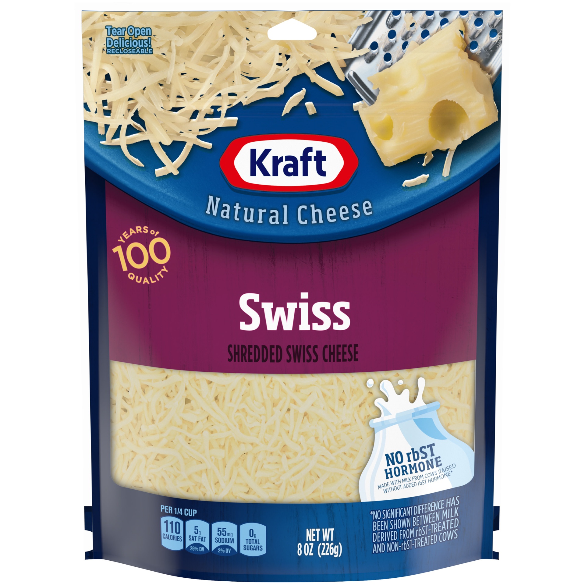 slide 1 of 6, Kraft Swiss Shredded Cheese, 8 oz