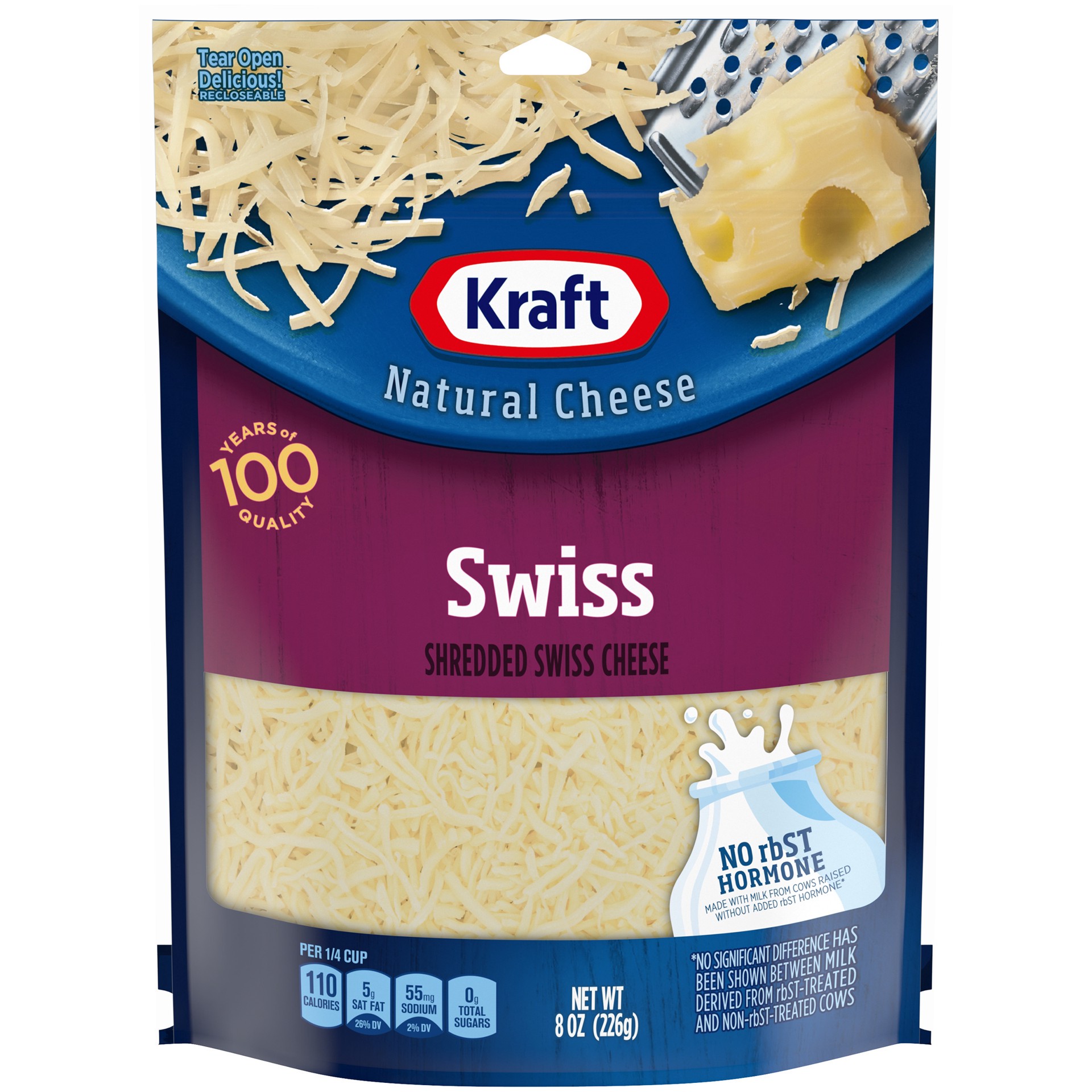 slide 1 of 6, Kraft Swiss Shredded Cheese, 8 oz Bag, 8 oz