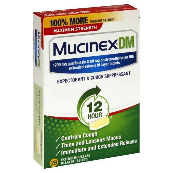 slide 5 of 5, Mucinex DM Maximum Strength 12-Hour Expectorant and Cough Suppressant Tablets, 28 Count, 28 ct; 1200 mg