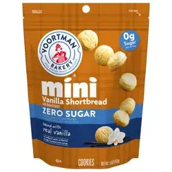 VOORTMAN Bakery Zero Sugar Mini Vanilla Shortbread Cookies, Baked with Real Vanilla, Resealable Bag - 5 oz