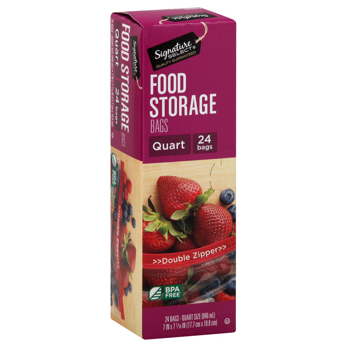 slide 3 of 9, Signature Select Food Storage Bags 24 ea, 