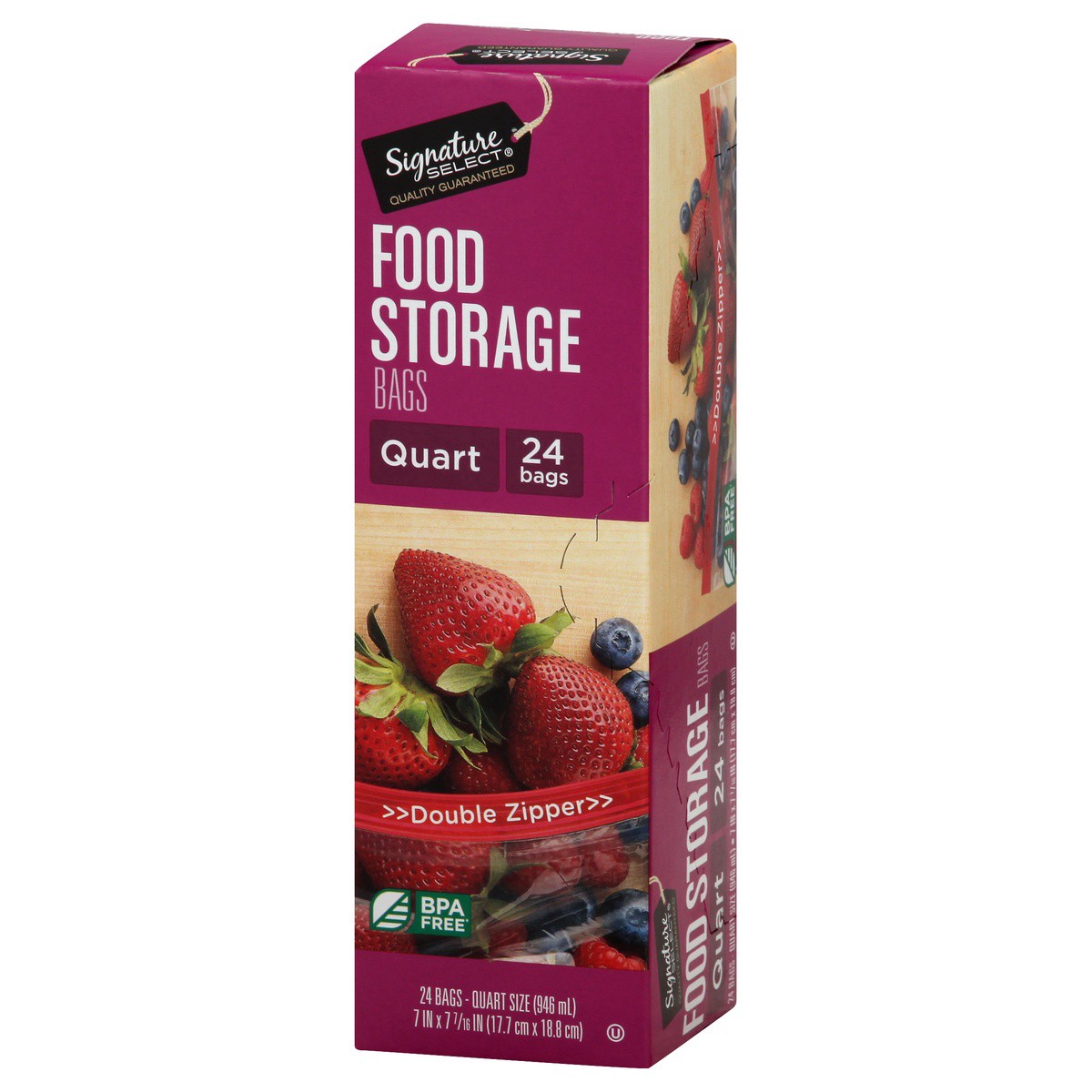 slide 9 of 9, Signature Select Food Storage Bags 24 ea, 