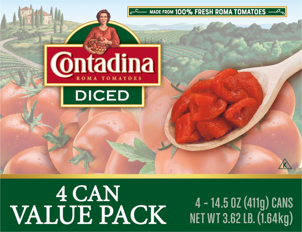 slide 7 of 12, CONTADINA Diced Tomatoes, 4 Pack, 14.5 oz Cans, 58.1 ct