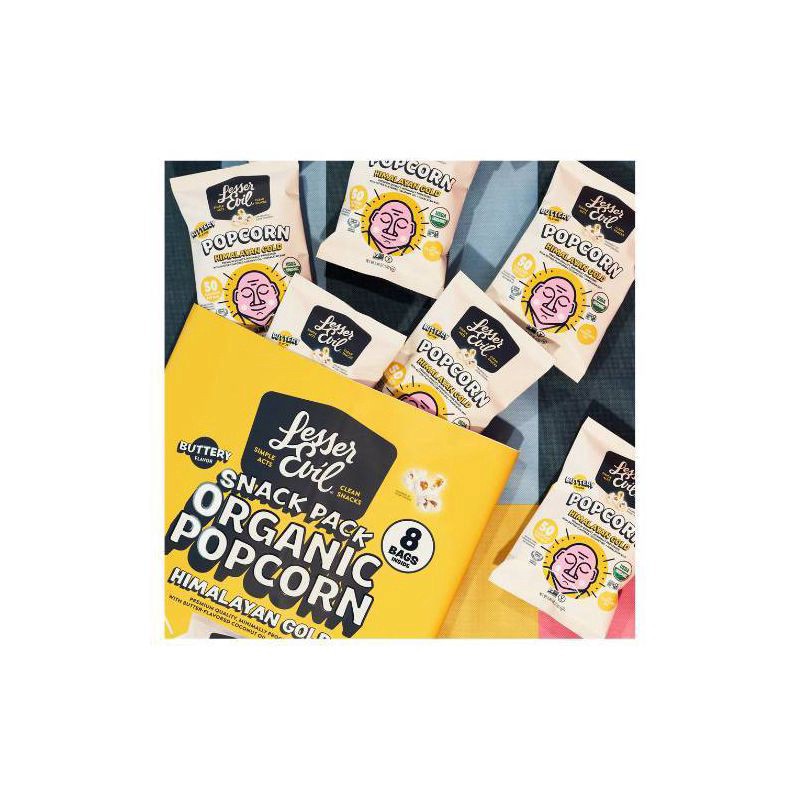 slide 4 of 4, LesserEvil Organic Popcorn, Snack Pack, Himalayan Gold, 8 Count /0.46 oz, 8 ct