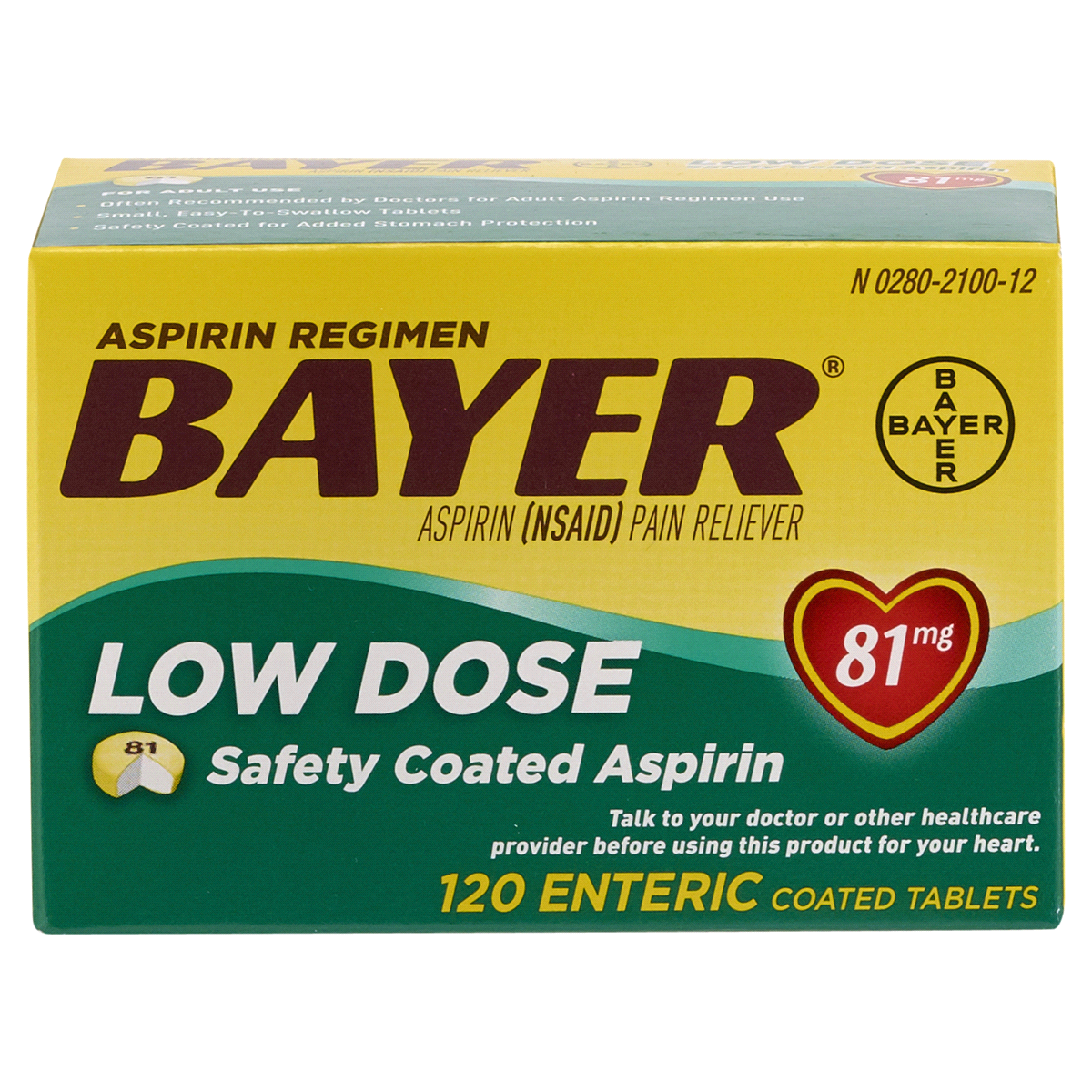 slide 1 of 1, Bayer Low Dose Aspirin Tablets, 120 ct