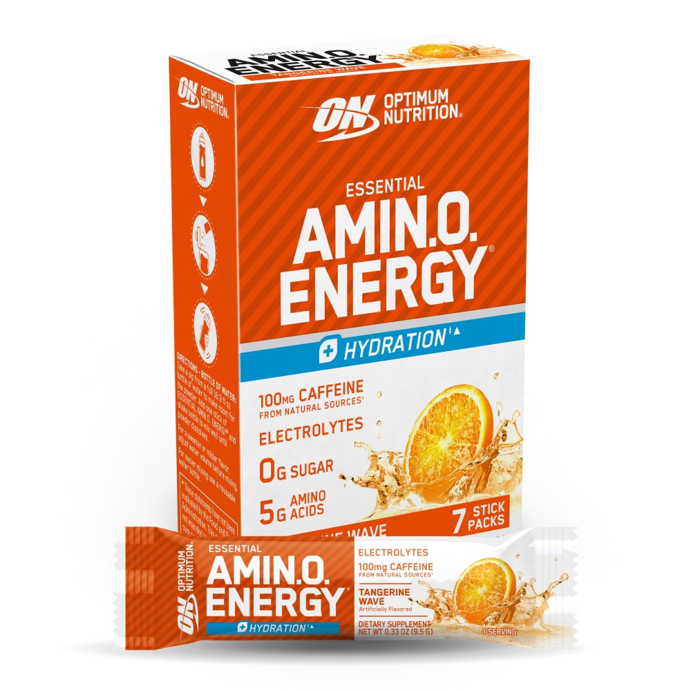 slide 1 of 6, Optimum Nutrition Amino Energy Stick Packs Tangerine Wave, 3.87 oz