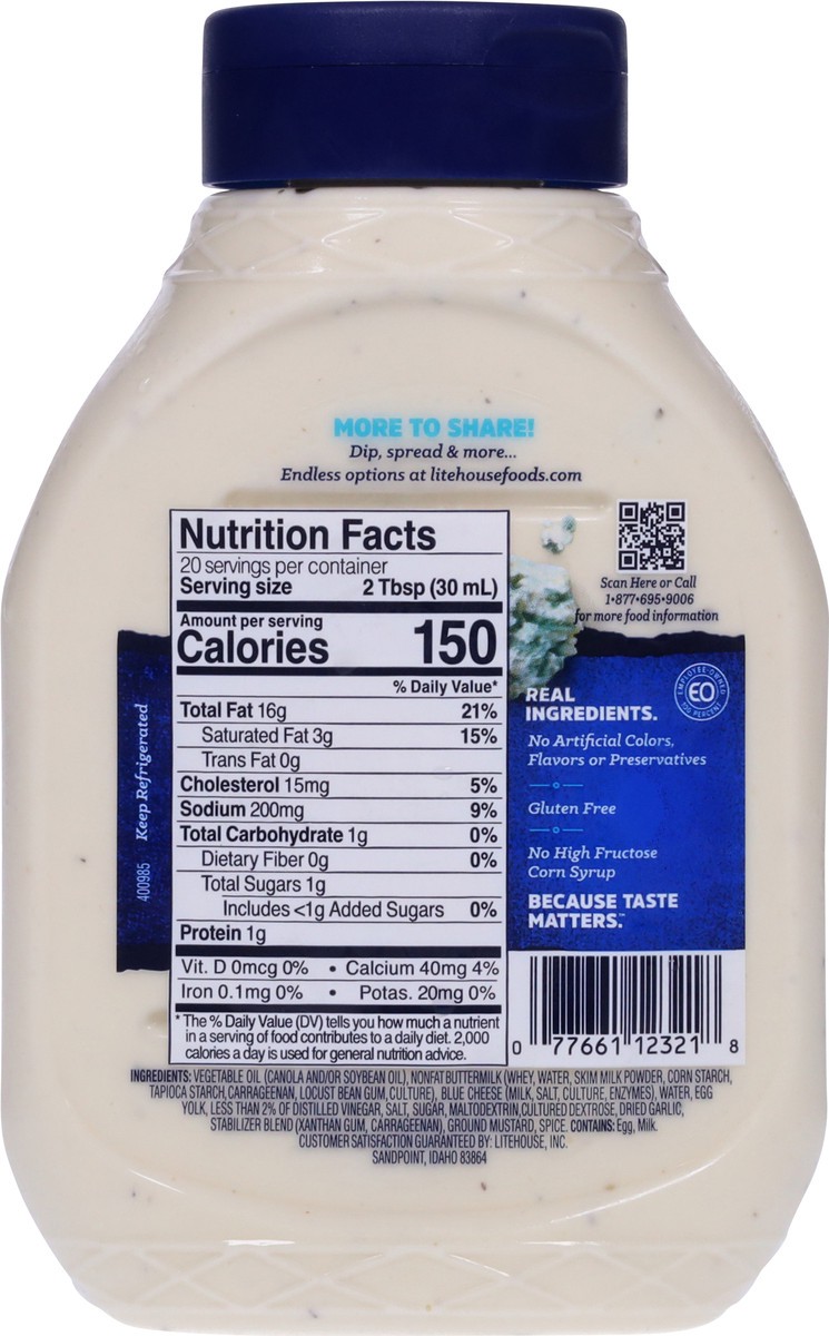 slide 9 of 9, Litehouse Family Size Chunky Blue Cheese Dressing & Dip, 20 oz