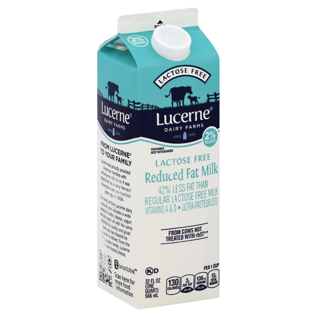 slide 1 of 4, Lucerne Dairy Farms Milk Lactose Free Reduced Fat 2%, 1 qt