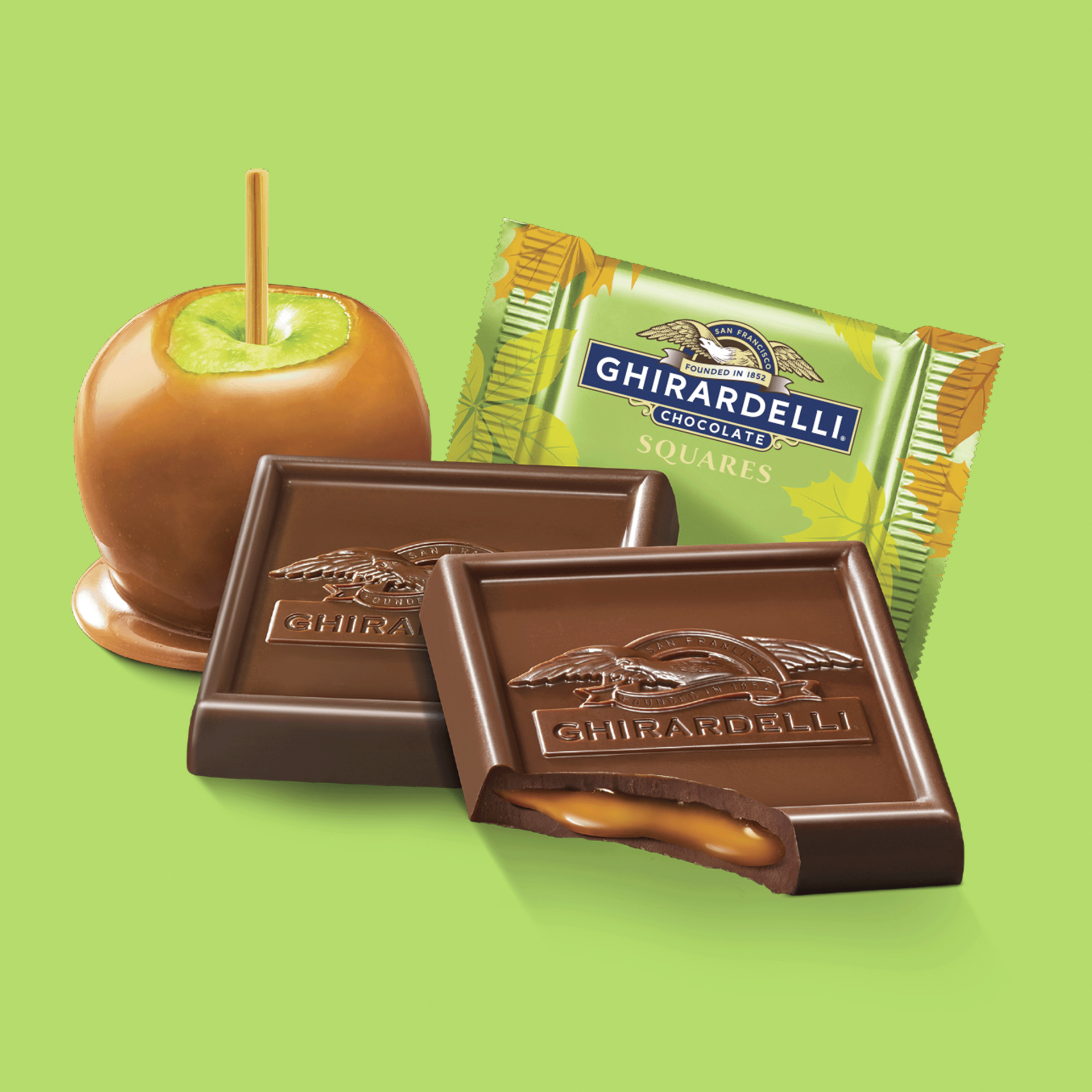 slide 6 of 8, Ghirardelli Milk Chocolate Caramel Apple Squares 9 oz, 9 oz