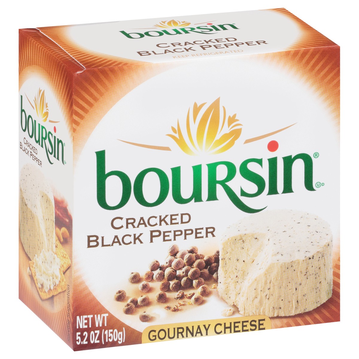 slide 2 of 9, Boursin Cracked Black Pepper Gournay Cheese 5.2 oz Box, 5.2 oz