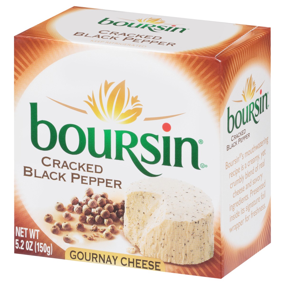 slide 3 of 9, Boursin Cracked Black Pepper Gournay Cheese 5.2 oz Box, 5.2 oz