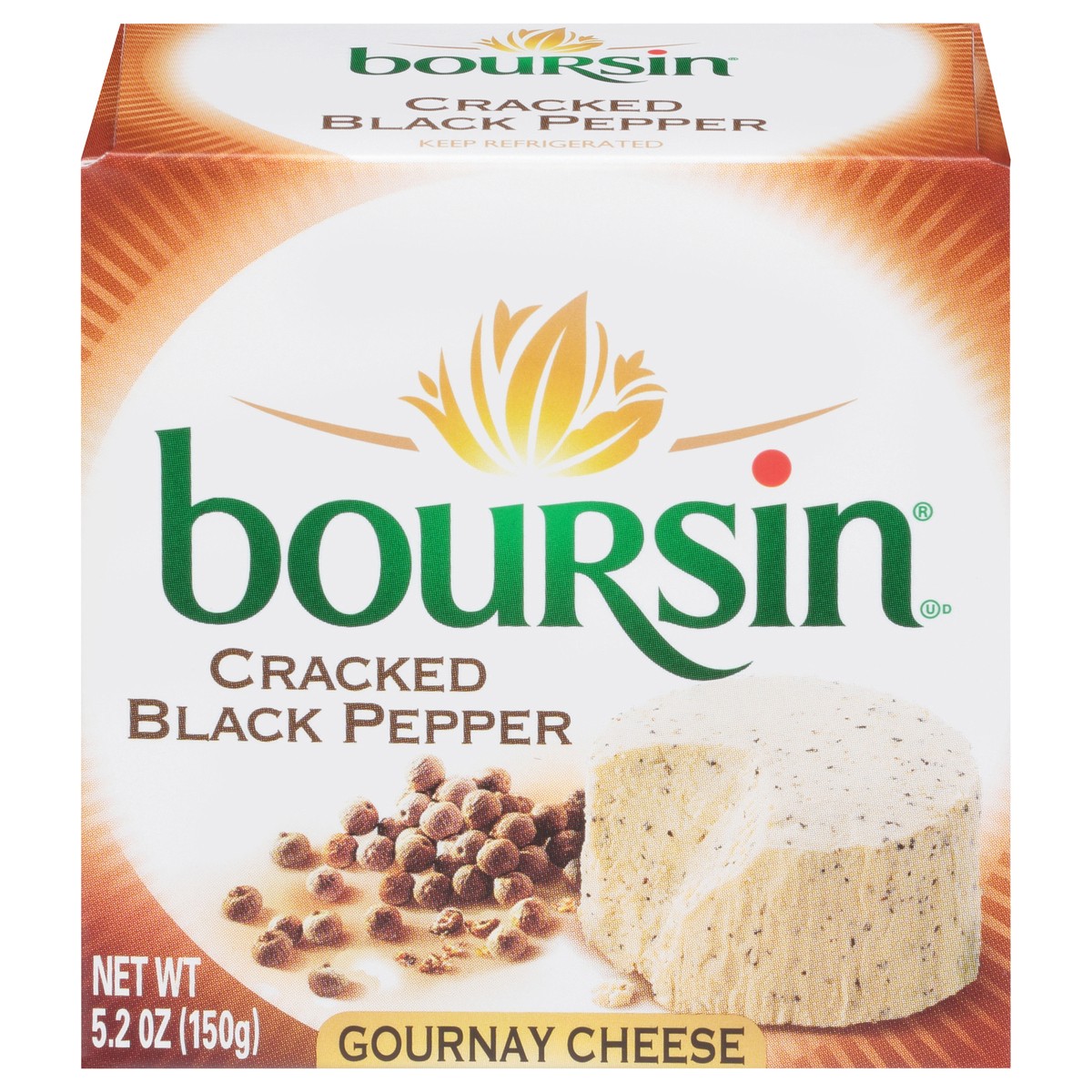 slide 1 of 9, Boursin Cracked Black Pepper Gournay Cheese 5.2 oz Box, 5.2 oz