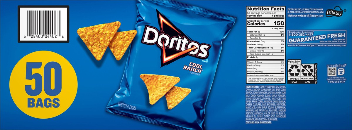 slide 10 of 13, Doritos Tortilla Chips, 50 ct