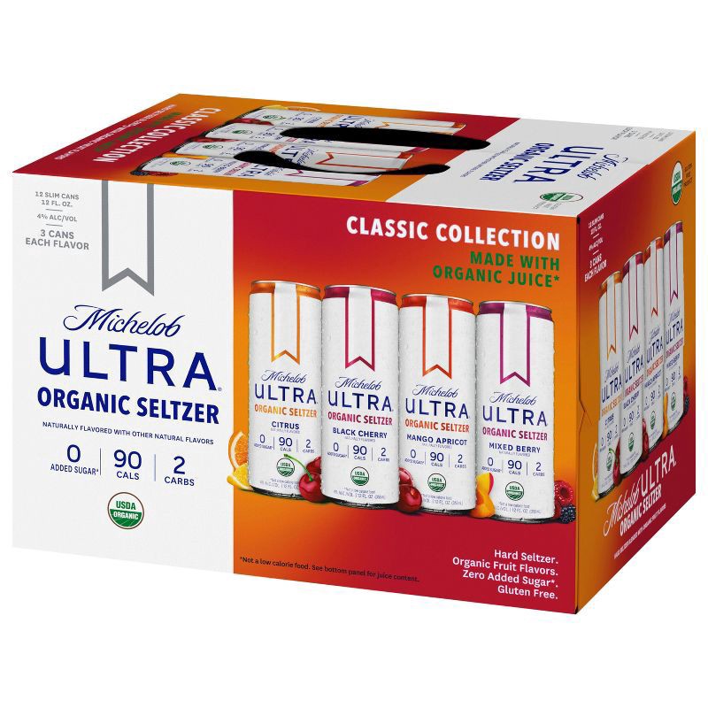 slide 8 of 8, Michelob Anheuser-Busch Michelobe Ultra Organic Setlzer Variety Pack, 12 ct; 12 oz