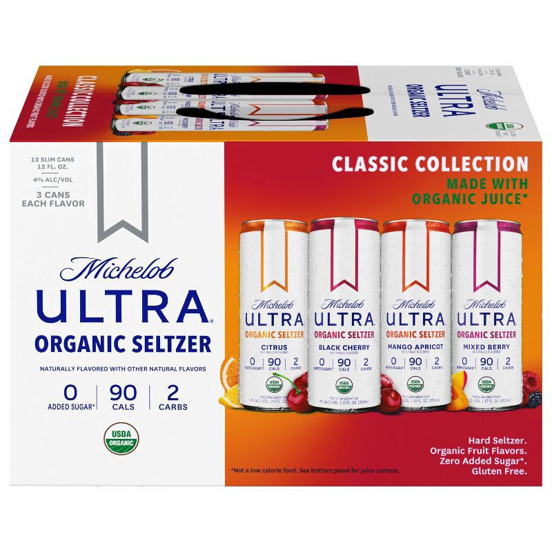 slide 5 of 8, Michelob Anheuser-Busch Michelobe Ultra Organic Setlzer Variety Pack, 12 ct; 12 oz