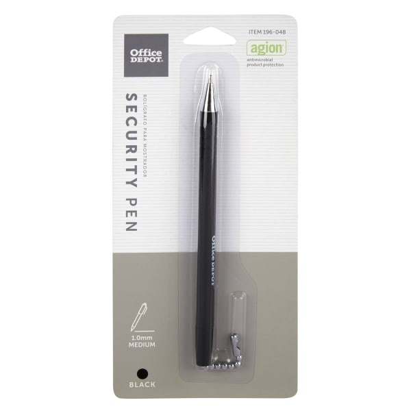 slide 1 of 2, Office Depot Brand Security Counter Pen, Refill, Medium Point, 1.0 Mm, Black Ink, 1 ct