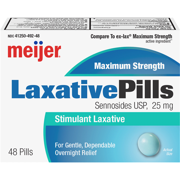 slide 1 of 1, Meijer Sennosides Extra Strength 25MG Laxative Tablets, 48 ct