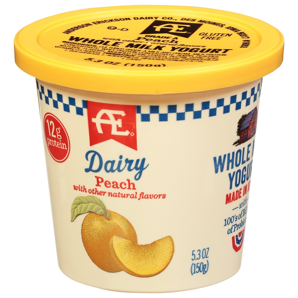 slide 3 of 9, AE Dairy Whole Milk Peach Yogurt 5.3 oz, 5.3 oz