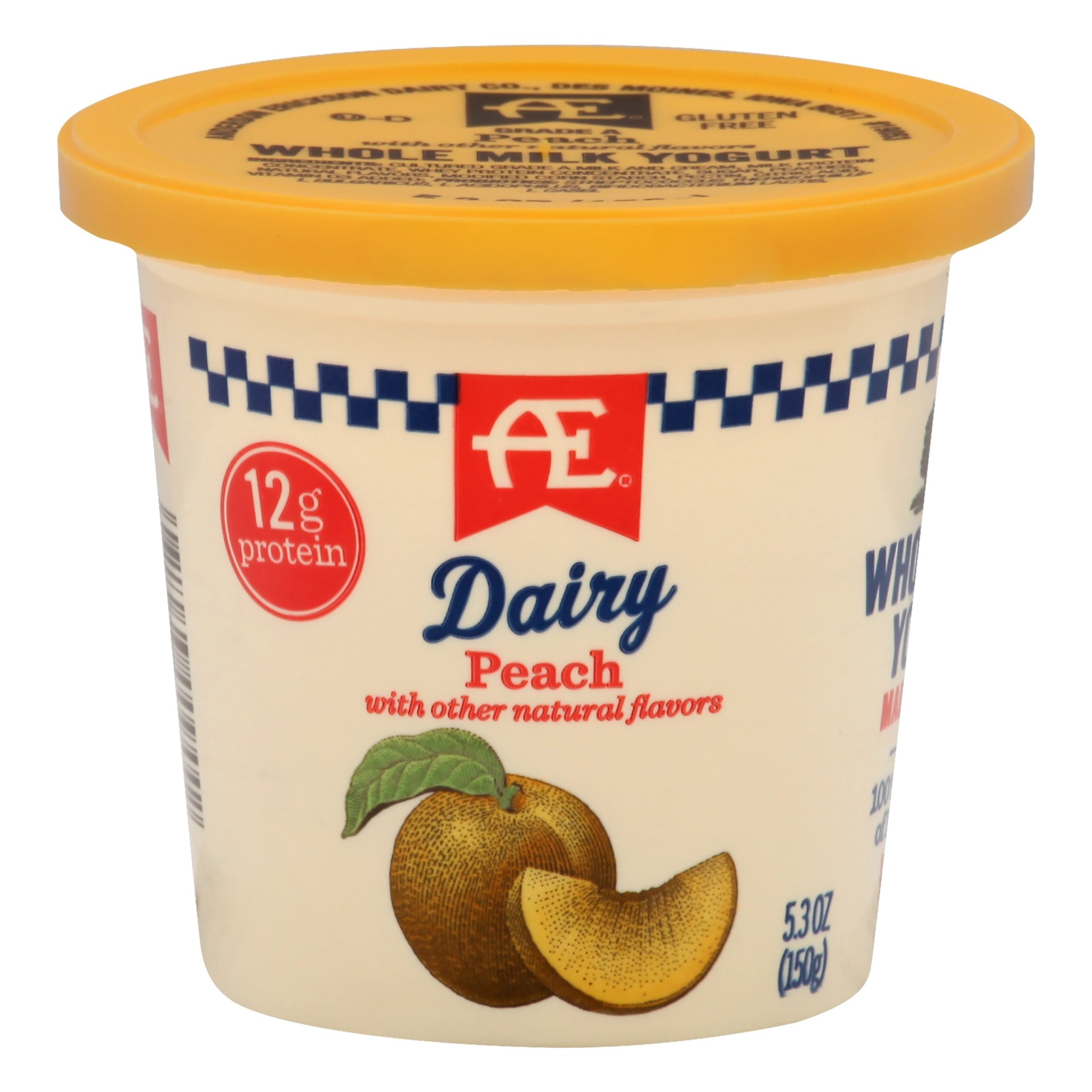 slide 1 of 1, AE Dairy Whole Milk Peach Yogurt, 5.3 oz