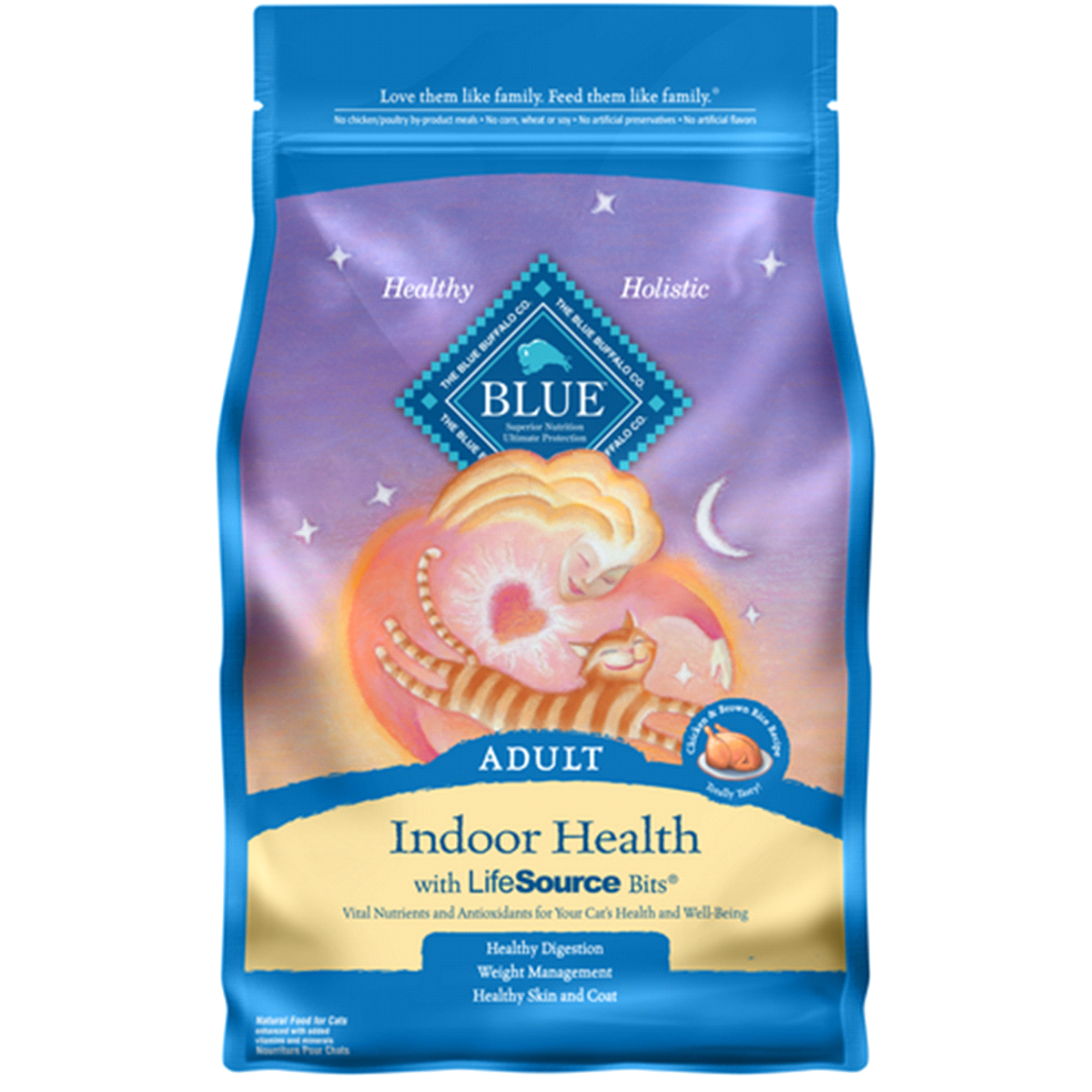 slide 1 of 1, Blue Buffalo Indoor Health Mature Chicken & Brown Rice Dry Cat Food, 2 lb