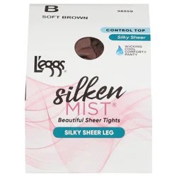L'Eggs Silken Mist Soft Brown Silky Sheer Tights - B - 1 ea