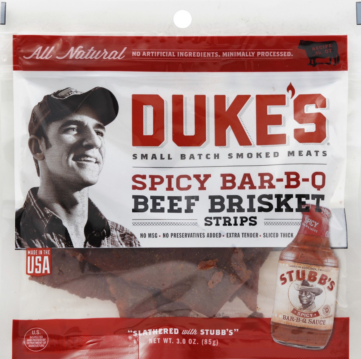 slide 4 of 4, Duke's Beef Brisket Strips 3 oz, 3 oz