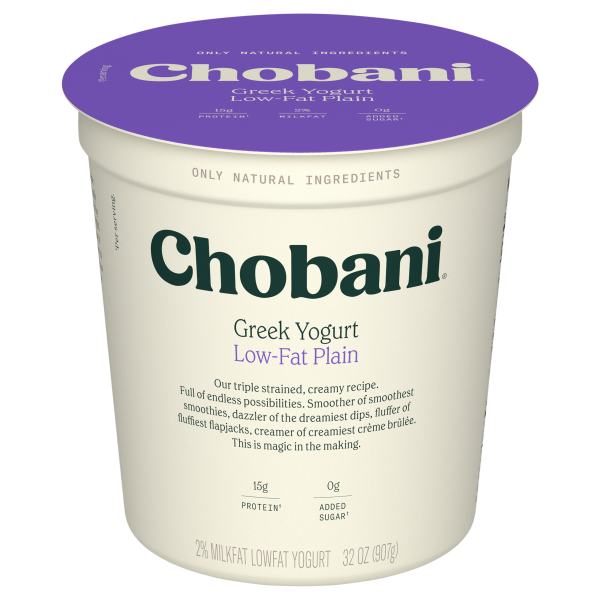 slide 3 of 19, Chobani Low-Fat Greek Plain Yogurt, 32 oz