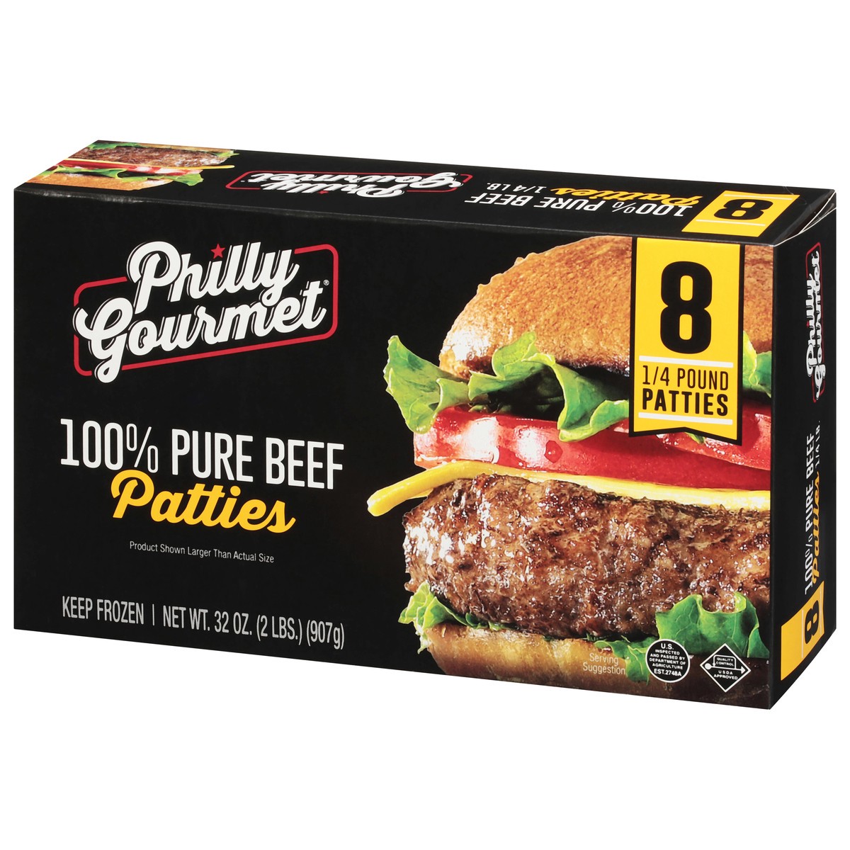 slide 4 of 9, Philly Gourmet 100% Pure Beef Patties, 8 ct