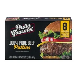 Philly Gourmet 1/4lb 100% Beef Patties - 8 ct Frozen