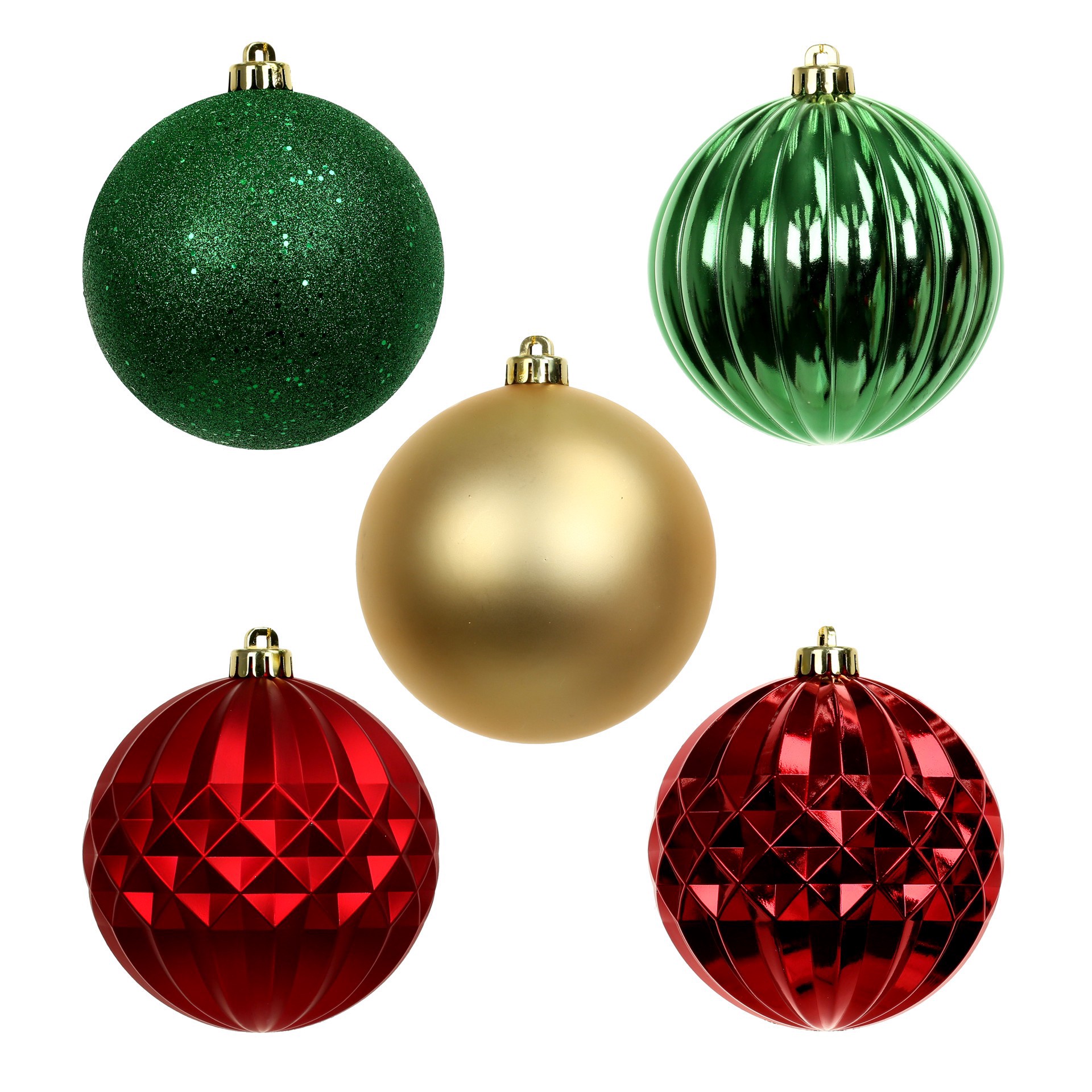 slide 3 of 3, 5 Pack 150mm Red, Green & Gold Shatterproof Ball Ornaments By Ashland, 150 mm