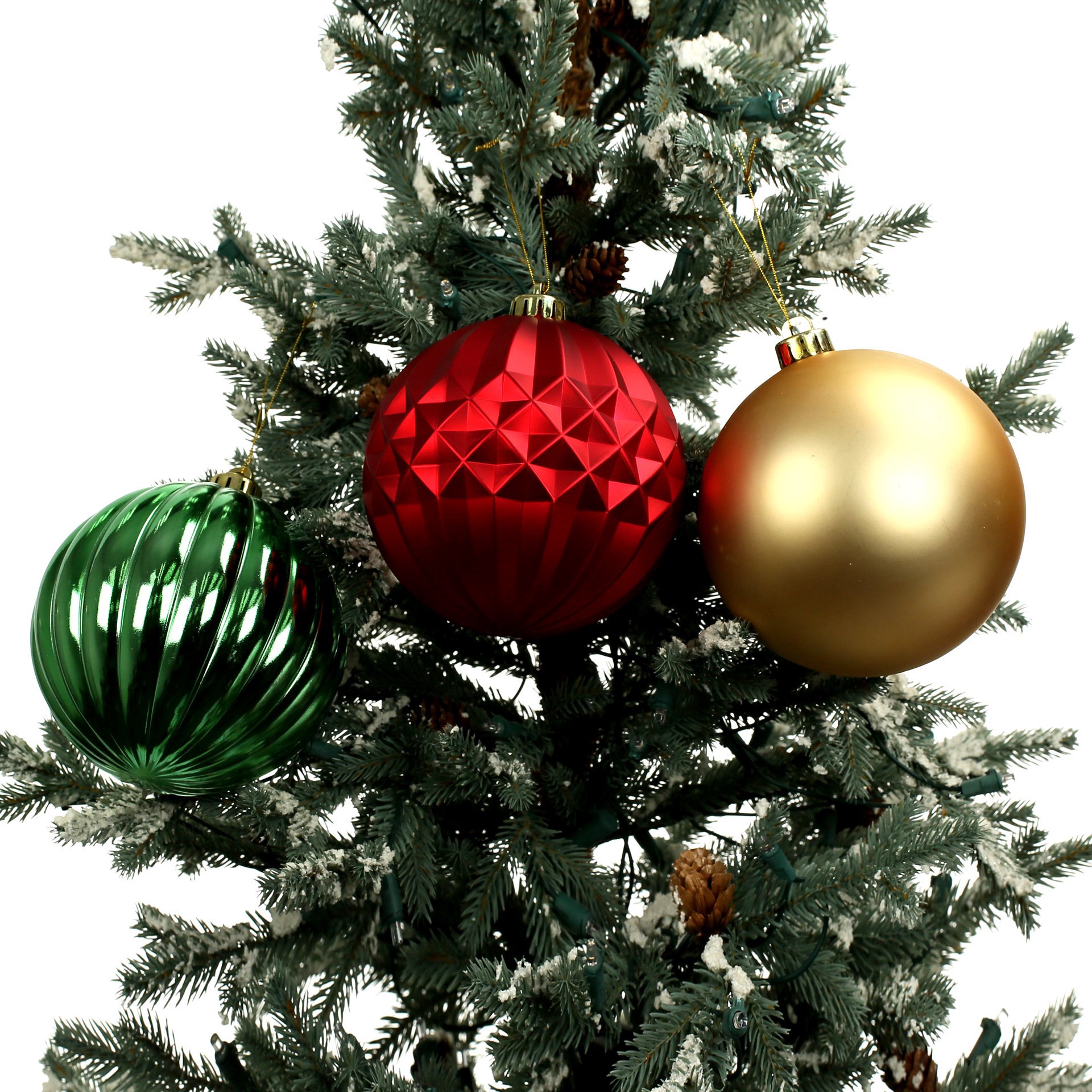 slide 2 of 3, 5 Pack 150mm Red, Green & Gold Shatterproof Ball Ornaments By Ashland, 150 mm