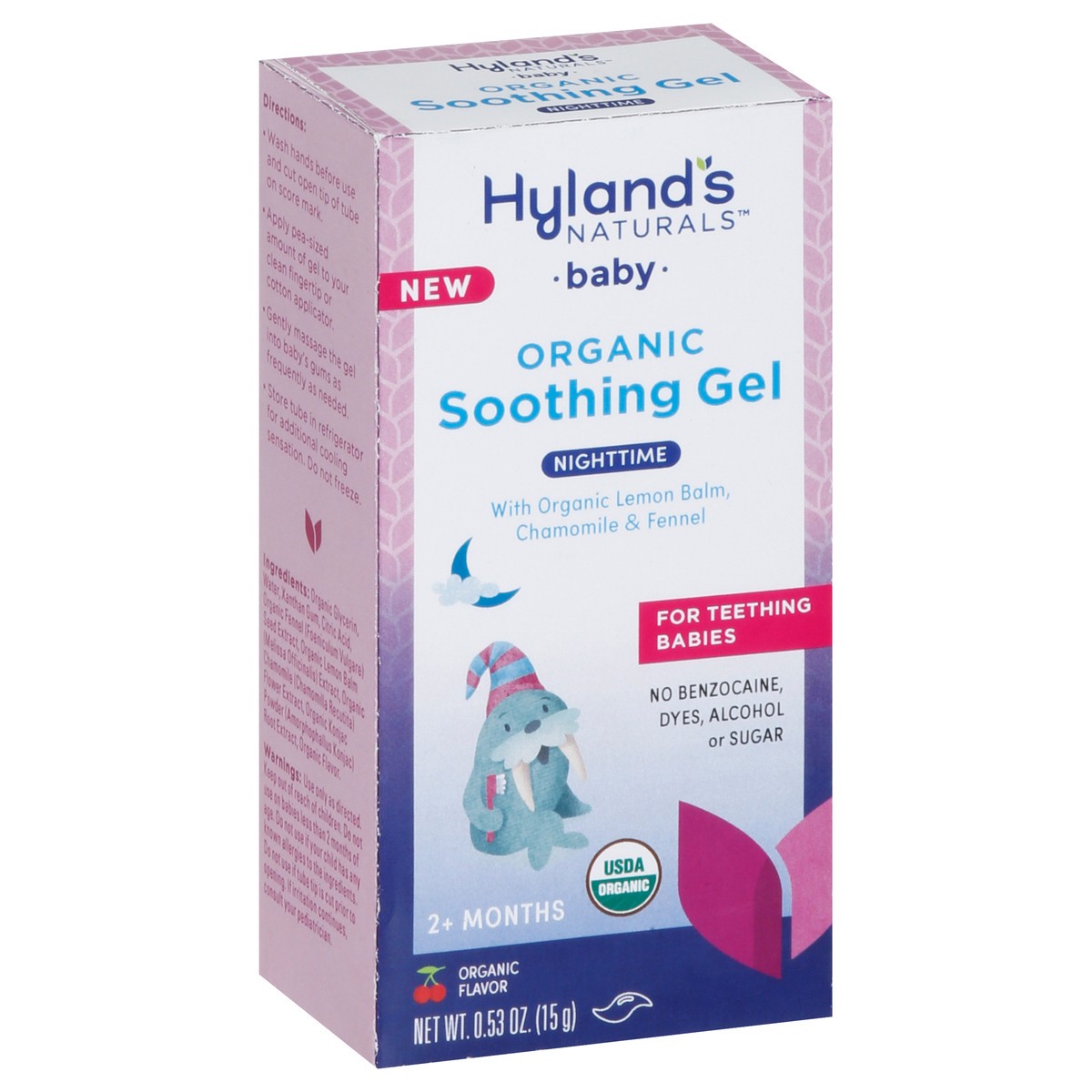 slide 7 of 9, Hyland's Naturals Baby Organic 2+ Months Nighttime Cherry Flavor Soothing Gel 0.53 oz, 1 ct
