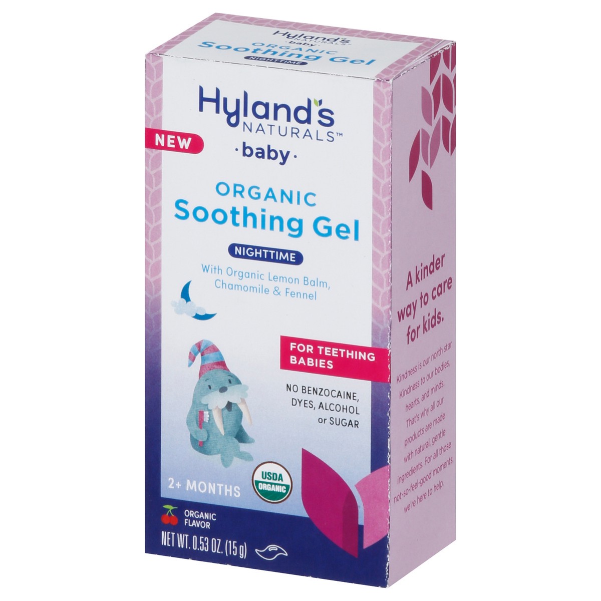 slide 5 of 9, Hyland's Naturals Baby Organic 2+ Months Nighttime Cherry Flavor Soothing Gel 0.53 oz, 1 ct