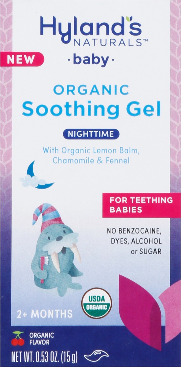 slide 2 of 9, Hyland's Naturals Baby Organic 2+ Months Nighttime Cherry Flavor Soothing Gel 0.53 oz, 1 ct