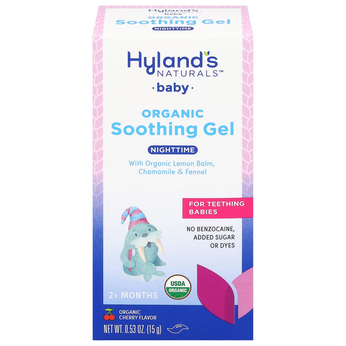 slide 1 of 9, Hyland's Naturals Baby Organic 2+ Months Nighttime Cherry Flavor Soothing Gel 0.53 oz, 1 ct