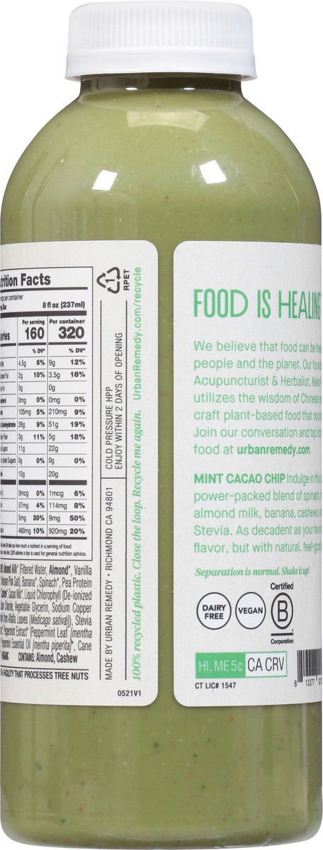 slide 5 of 9, Urban Remedy Organic Mint Cacao Chip Meal Replacement Smoothie - 16 Oz, 16 oz
