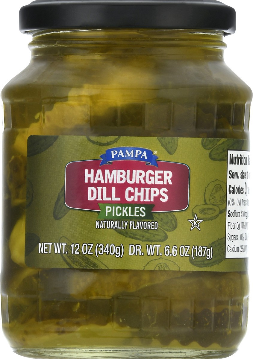 slide 8 of 12, Pampa Hamburger Dill Pickle Chips, 12 oz