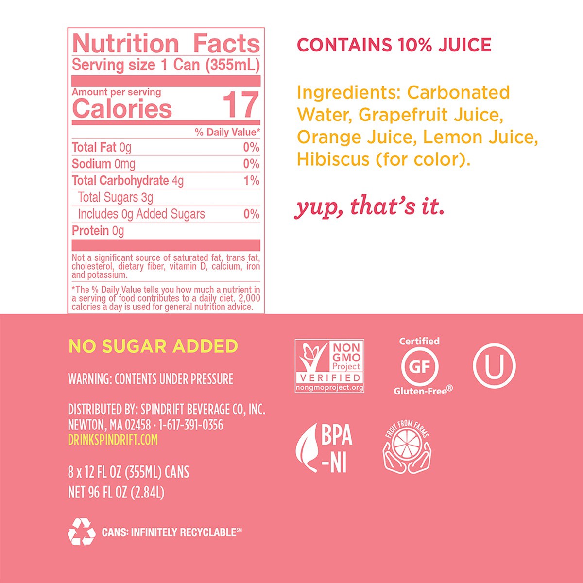 slide 2 of 7, Spindrift Sparkling Water - Grapefruit - 12 fl oz, 12 fl oz