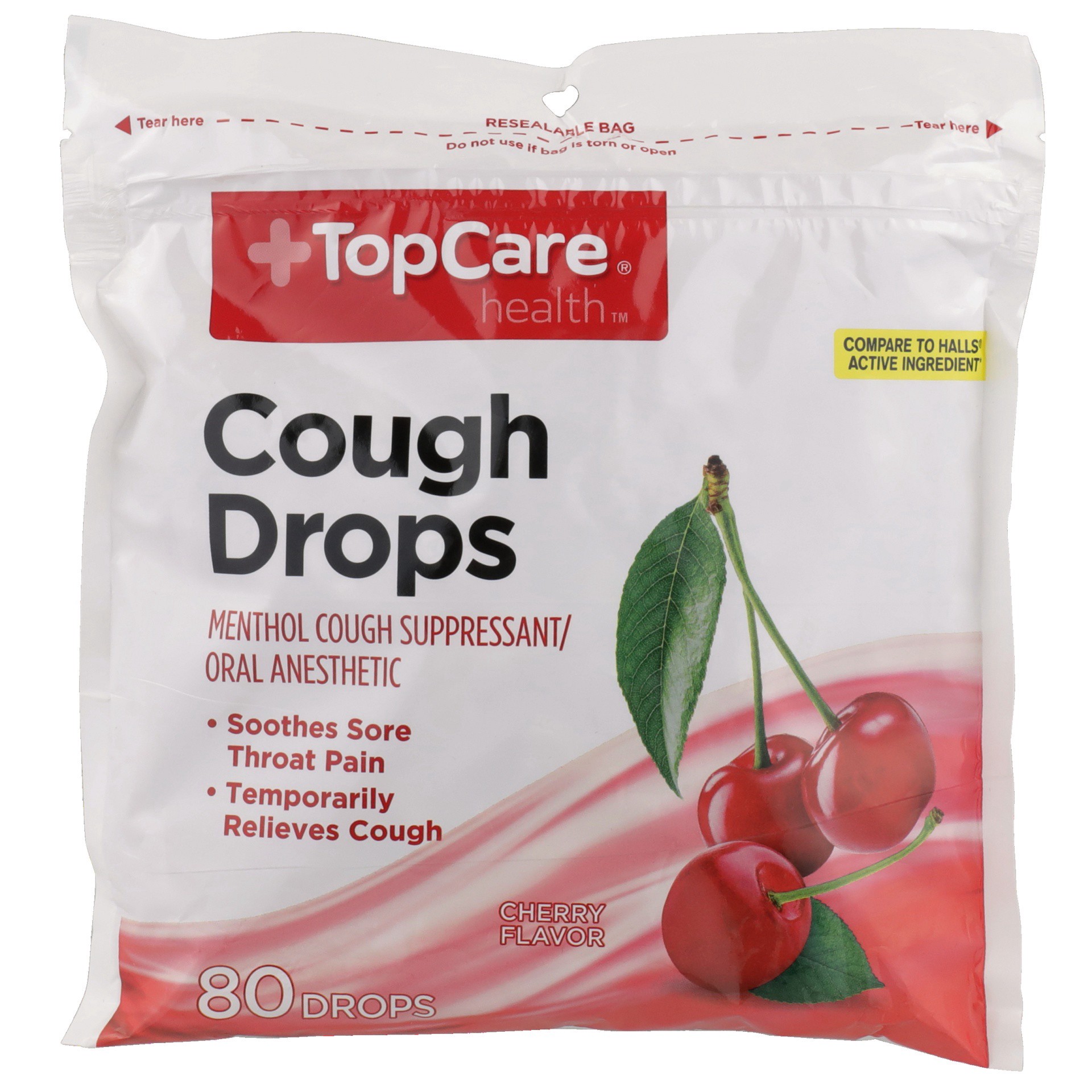 slide 1 of 6, TopCare Topcare Cough Drops, Cherry, 80 ct