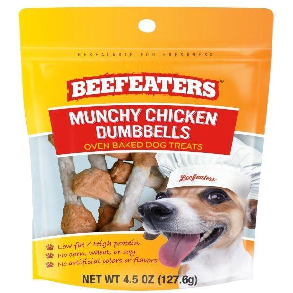 slide 1 of 1, Beefeaters Munchy Chicken Dumbells Oven Baked Dog Treats, 3 oz