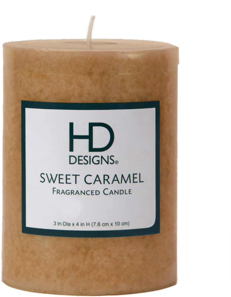 slide 1 of 1, HD Designs Sweet Caramel Pillar Candle - Tan, 3 in x 4 in