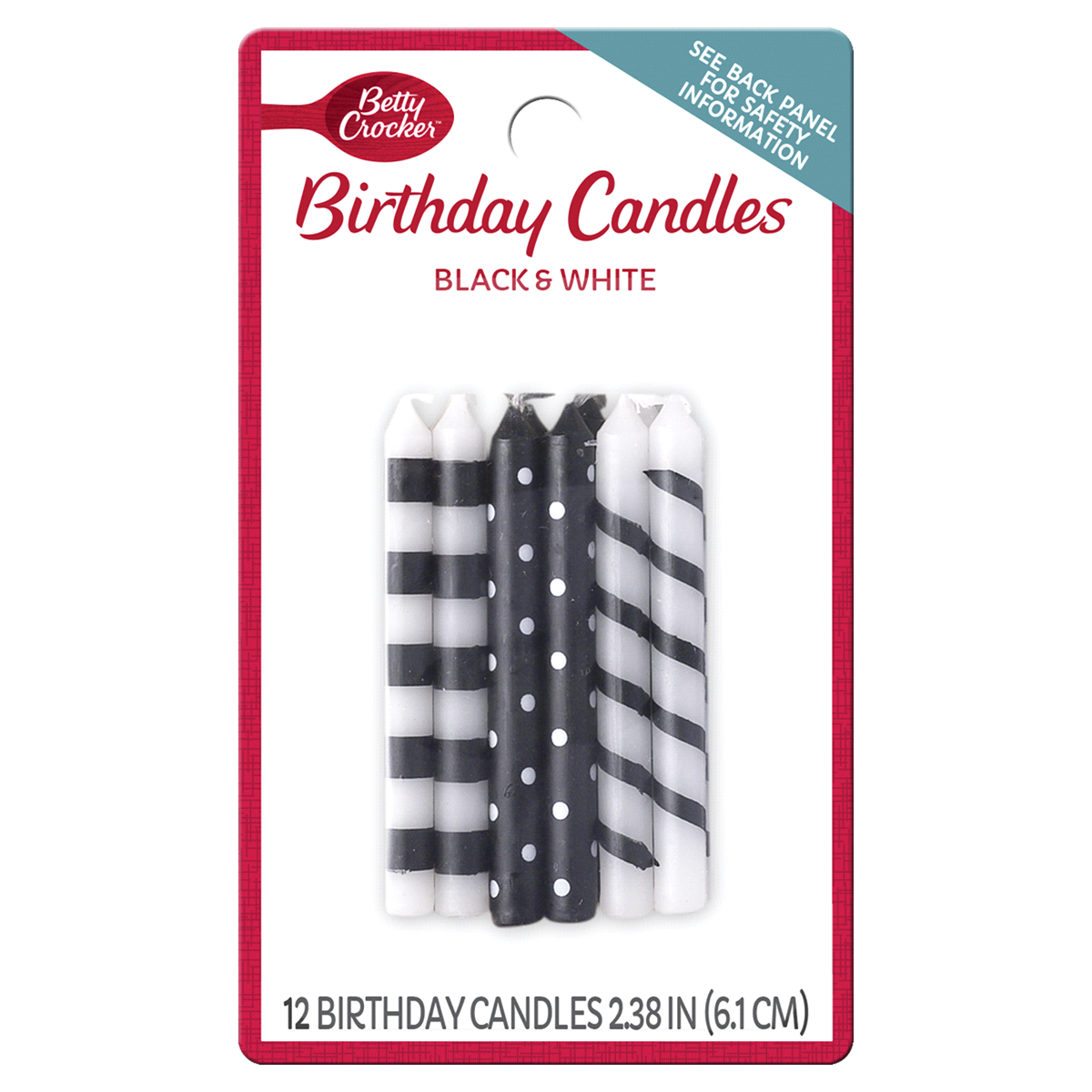 slide 1 of 2, Betty Crocker Black & White Birthday Candles, 12 ct