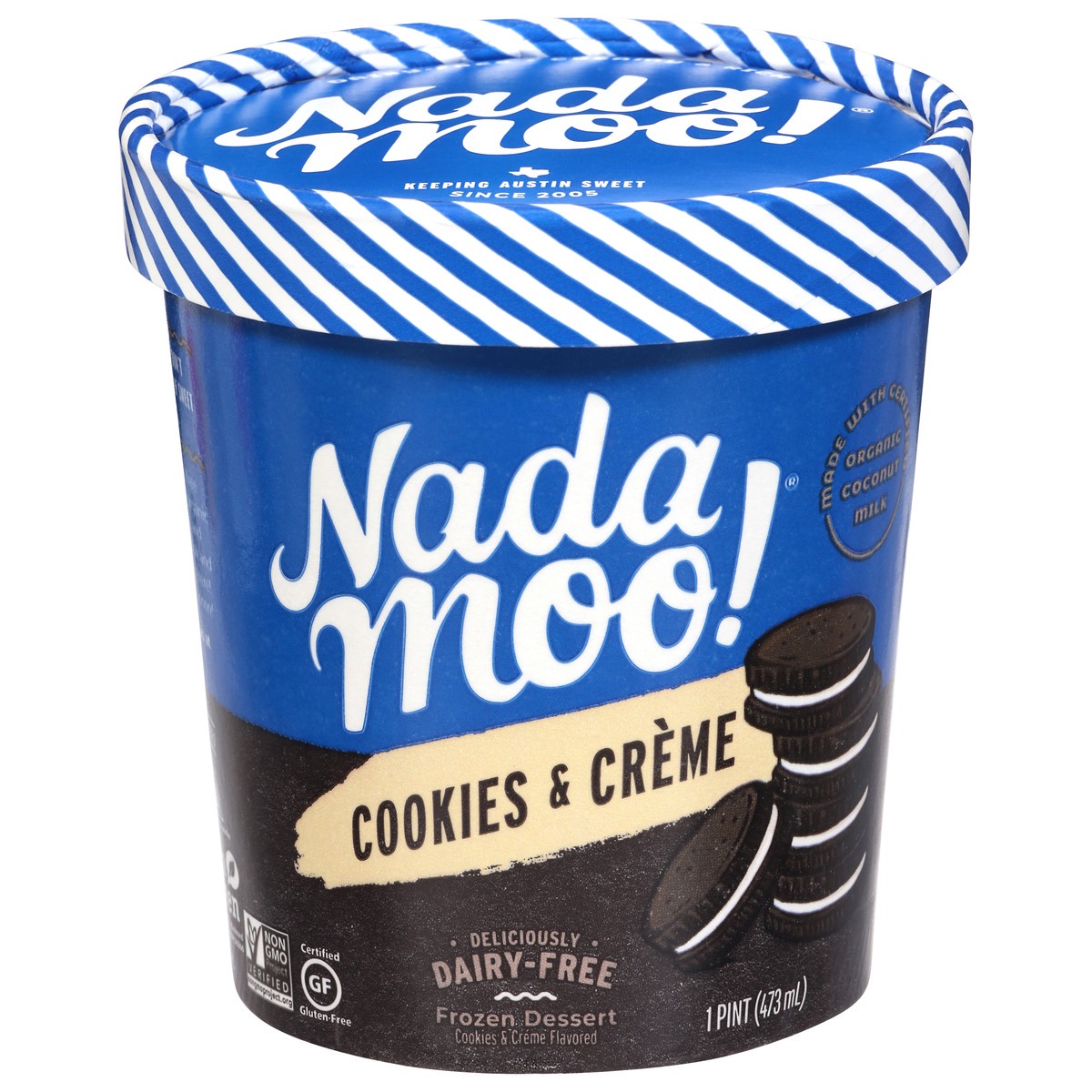 slide 1 of 9, NadaMoo Dairy-Free Cookies & Creme Frozen Dessert 1 pt, 1 pint